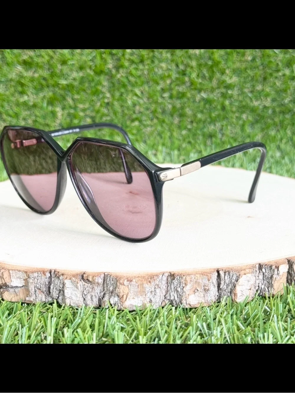 VTG Silhouette SPX M1135 Black Gold Angular Geometric Sunglasses Austria 80s